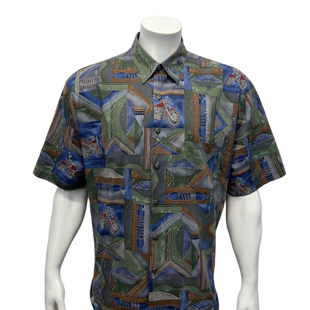Harley Davidson Tori Richard Made in USA Biker Motorcycle Floral Button Shirt XL